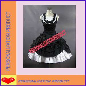   lolita cosplay cotton black Ball Gown Prom Dress and white Skirt 2p