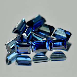 66 Ct. 10 Pcs. Baguette Shape Gemstone Natural Top Blue Sapphire 