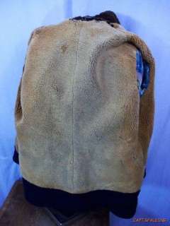 Vtg 20s 30s HorseHide Leather Shearling Shawl Collar BarnStormer 