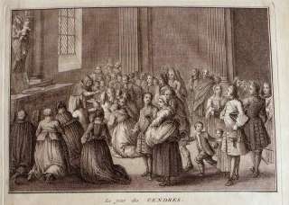 1724 PICART ANTIQUE PRINT CATHOLIC RITUAL ASH WEDNESDAY  