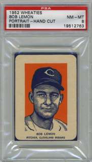 1952 Wheaties Baseball   Bob LEMON   Indians (Portrait) PSA 8 NM/MT 
