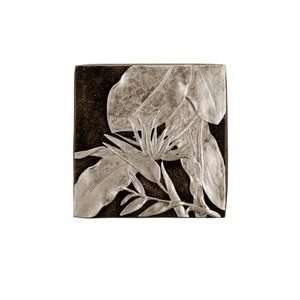  Silver Leaf Polystone Square Wall Tile Plaque
