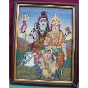  Shanker, Parvati & Ganesh, Gem Stone Painting, Art of 