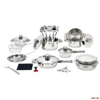 Longevity 32pc 9 Ply Surgical Stainless Steel Cookware Set with 