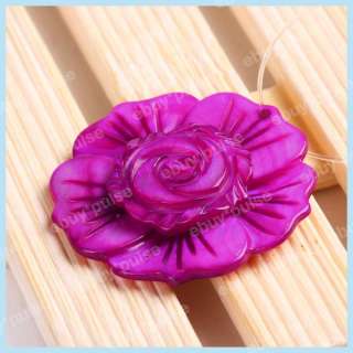 34mm Red Mop Shell Carved Flower Bead Pendant Gem New  