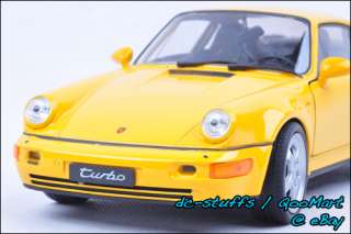 Welly 1:24 Porsche 964 Turbo Diecast Model Car YELLOW  