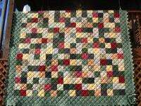 California King Size Patchwork Quilt~Sage, Red, Black  