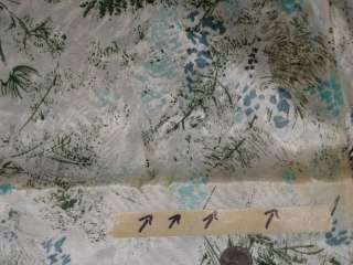 VTG 60 70 GREEN FLORAL ACETATE BLEND MATERIAL FABRIC 4y  