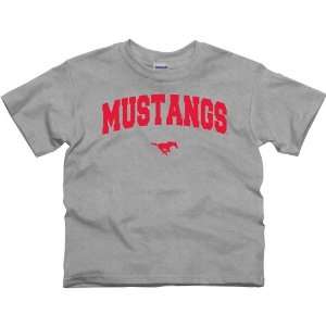  NCAA SMU Mustangs Youth Ash Logo Arch T shirt : Sports 