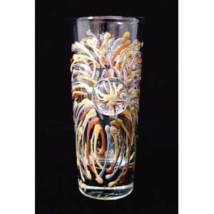 Fireworks Design   Hand Painted   Collectible Shooter Glass   1.5 oz.