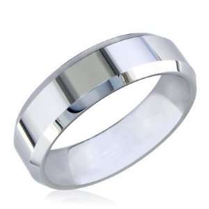    7mm Beveled Titanium High Polish Wedding Band Ring Sz 11.0 Jewelry