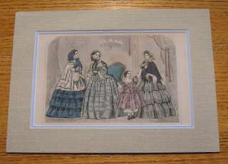 1850s Dresses For Women Children Matted Fashion Print  