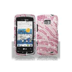  LG VS740 Ally Full Diamond Graphic Case   Hot Pink/Pink 