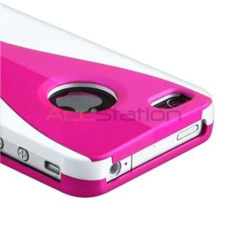 Pink/White 3 Piece Cup Shape Hard Cover Case+Anti Glare Film for 