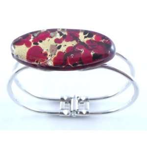  Red Gold Venetian Murano Glass Metal Bracelet: Jewelry