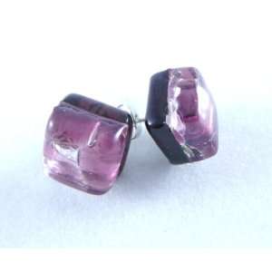   Purple Silver Murano Glass Venetian Earrings Set Jewelry Jewelry