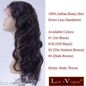 22 Body Waves Indian Human Hair Swiss Lace Front Wigs  