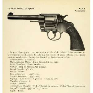 1948 Print .38 Smith Wesson Colt Commando Special Revolver Gun 