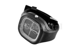   Silicone Unisex Wrist Sports Quartz Rubber Jelly Watch Black  