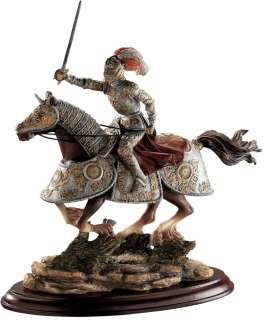 Medieval Knight on Horse Desktop Table Statue Sculpture  