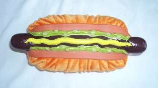   Pattern Pretty Squeaker Puppy 10 inches Hot Dog Chew Toy )  