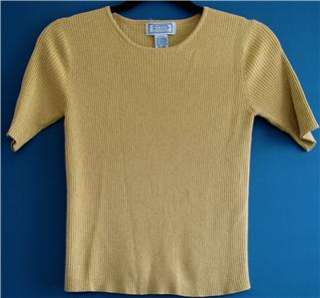 Jennifer Moore Petite Buttercup Yellow Ribbed Twinset Cardigan Sweater 