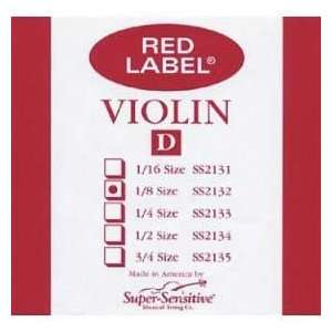  Super Sensitive Red Label 1/8 Violin D String   Medium 