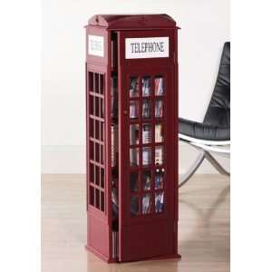  Phone Booth Media Cabinet   Red