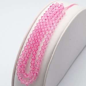 4mm Crystal Faceted Glass Bicone Bead Strand ~Dk Pink~  