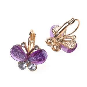  Purple Cute Gift Butterfly Shape Earrings Eardrop Stylish 