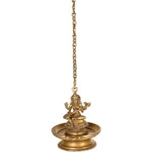  Lamp of Wisdom (Goddess Saraswati Hanging Lamp)   Brass 
