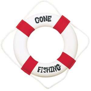    Red/White Gone Fishing Decorative Life Ring