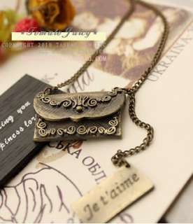 French Je taime Letter Engrave Flower Envelope Necklace Pendant Free 