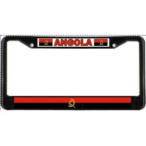  Angola Angolan Flag Black License Plate Frame Metal Holder 