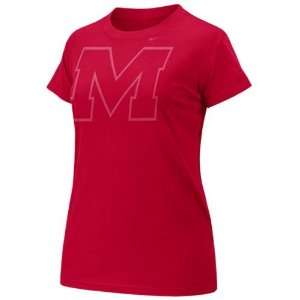  Nike Mississippi Rebels Ladies Red Large Logo T shirt 