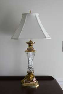 Waterford Crystal Florence Court Brass Table Lamp w/ Shade, 29.5 