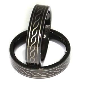  Mens/womens 6mm Black Tungsten Carbide Ring, Celtic Knot 
