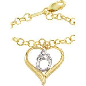  Clevereves 10K Yellow Gold 07.50 Inch Heart Shaped Mother 