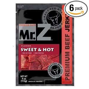 Mr. Z Premium Cuts Beef Jerky Sweet & Hot Flavor, 4 Ounce Bags (Pack 