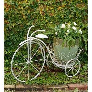  Antique White Bicycle Plant Holder