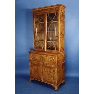  Antique Style Walnut Secretary Bookcase: Furniture & Decor