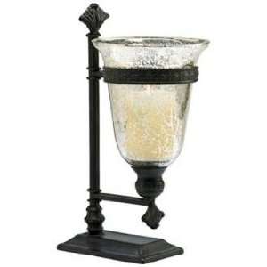   Bello Black Iron and Antique Mirror Glass Candleholder