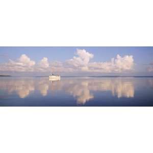  Boat Floating in Sea, Florida Keys, Florida, USA Giclee 