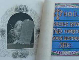 1876 HOLY BIBLE Full Tooled Leather ENGRAVs Clasp Folio  