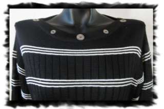 FIA ITALIA Handloomed Black White Striped Nautical Sweater XL  