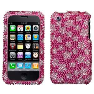  Apple iPhone 3G, 3GS, White Star/Hot Pink Diamante Protector Cover 