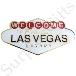 Las Vegas Sign Glittery Metal Enamel Magnet  