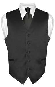 Mens Suit Tuxedo Dress Vest and Necktie Set BLACK NEW  