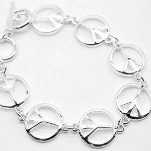  Silver Peace Sign Bracelet: Office Products