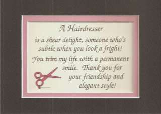Style HAIRDRESSERs verses poems HAIR Stylists plaques  